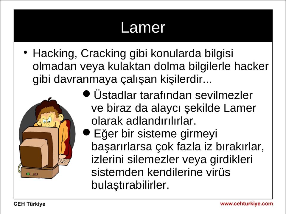 .. Üstadlar tarafından sevilmezler ve biraz da alaycı şekilde Lamer olarak adlandırılırlar.