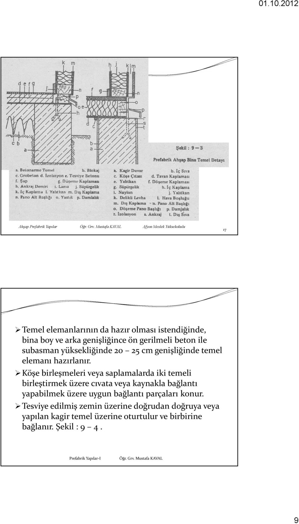 genişliğince ön gerilmeli beton ile subasman yüksekliğinde 20 25 cm genişliğinde temel elemanı hazırlanır.