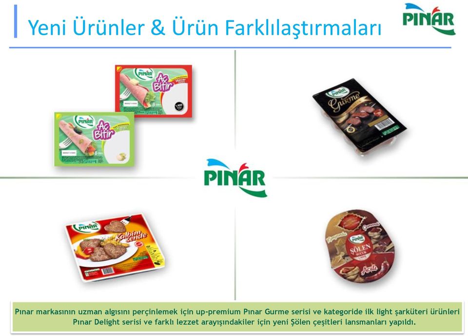 kategoride ilk light şarküteri ürünleri Pınar Delight serisi ve