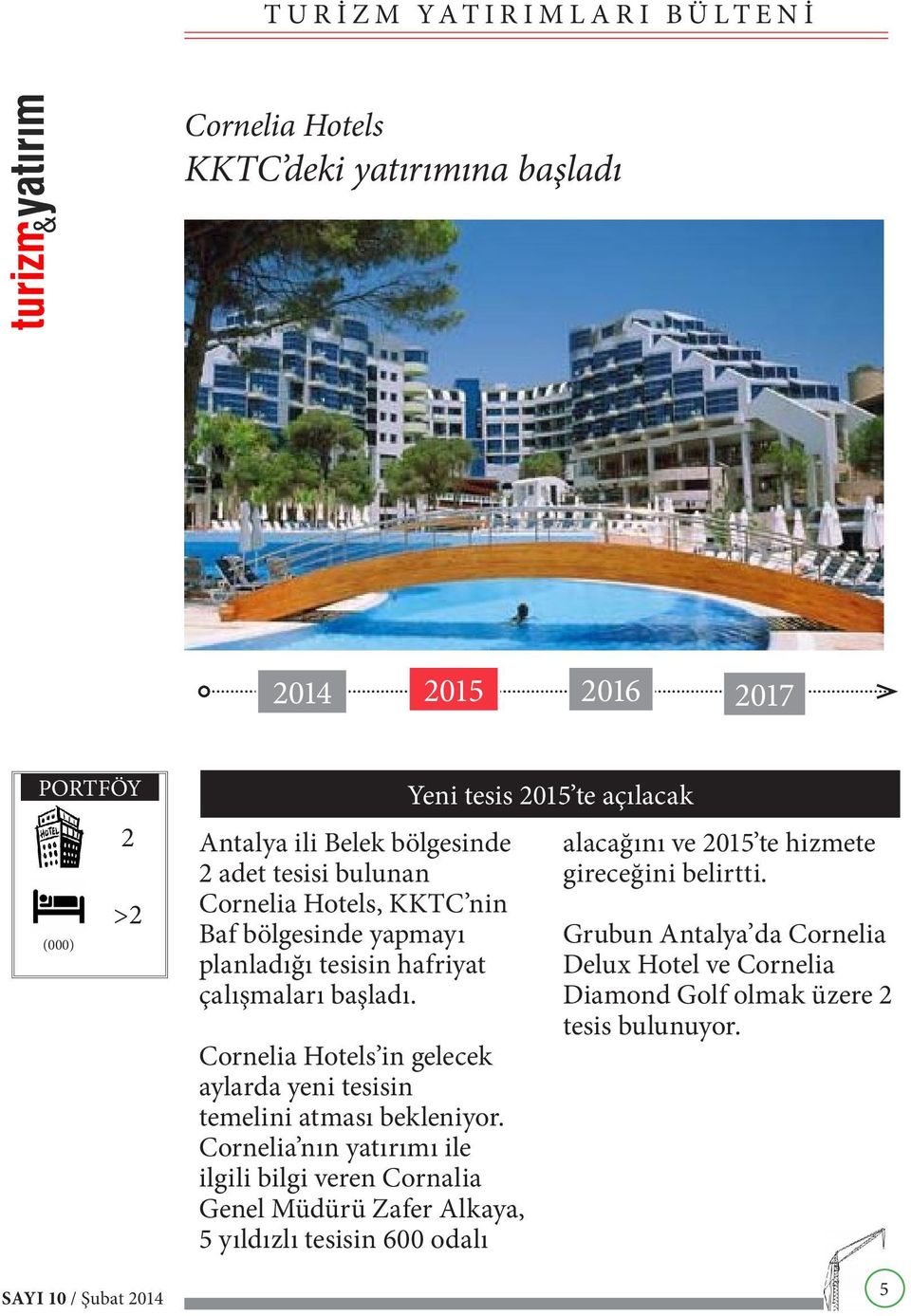 Cornelia Hotels in gelecek aylarda yeni tesisin temelini atması bekleniyor.