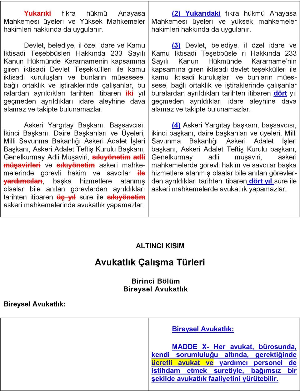 müessese, bağlı ortaklık ve iştiraklerinde çalışanlar, bu ralardan ayrıldıkları tarihten itibaren iki yıl geçmeden ayrıldıkları idare aleyhine dava alamaz ve takipte bulunamazlar.