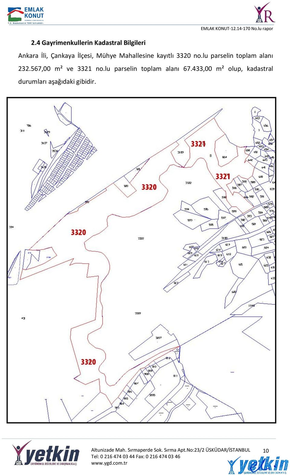 lu parselin toplam alanı 232.567,00 m² ve 3321 no.