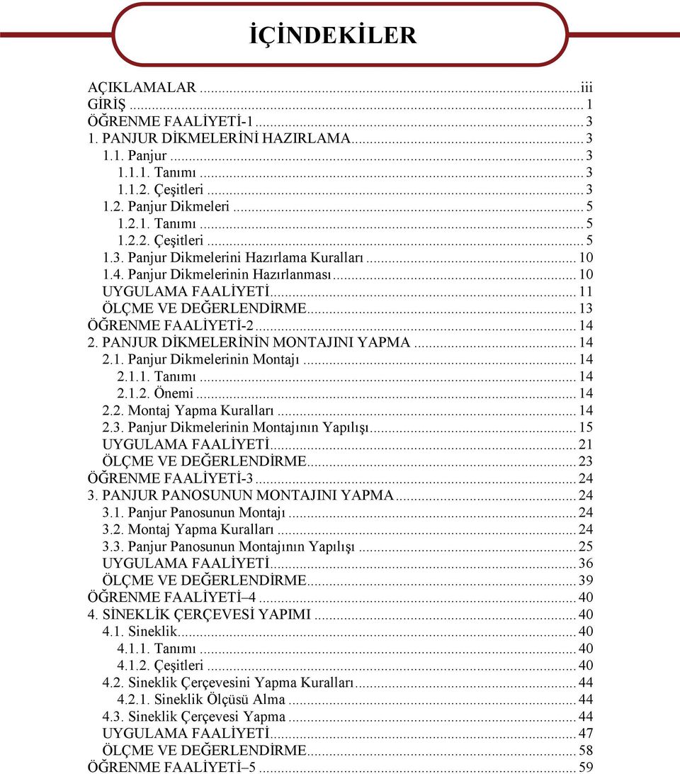 .. 14 2.1.1. Tanımı... 14 2.1.2. Önemi... 14 2.2. Montaj Yapma Kuralları... 14 2.3. Panjur Dikmelerinin Montajının Yapılışı... 15 UYGULAMA FAALİYETİ... 21 ÖLÇME VE DEĞERLENDİRME.