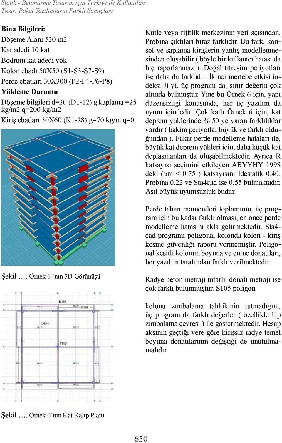 farklıdır. Bu fark, konsol ve saplama kirişlerin yanlış modellenmesinden oluşabilir ( böyle bir kullanıcı hatası da hiç raporlanmaz ). Doğal titreşim periyotları ise daha da farklıdır.