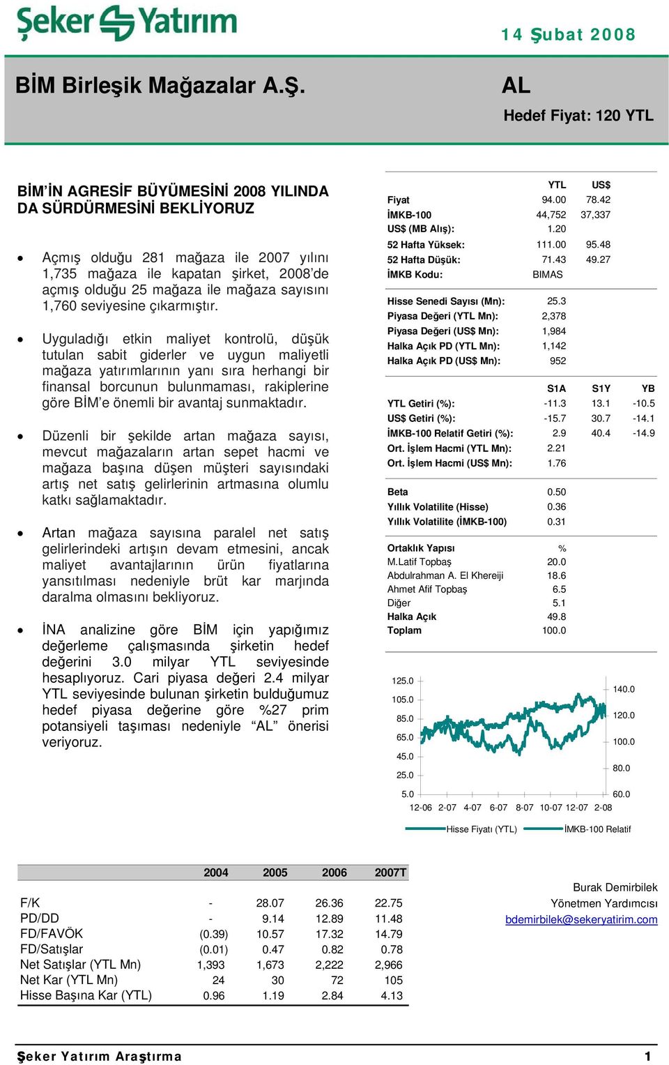 Uyguladığı etkin maliyet kontrolü, düşük tutulan sabit giderler ve uygun maliyetli mağaza yatırımlarının yanı sıra herhangi bir finansal borcunun bulunmaması, rakiplerine göre BİM e önemli bir