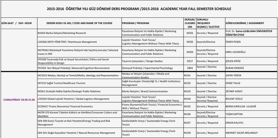 Issues in IMC Pazarlama İletişimi Ve Halkla İlişkiler/ Marketing M203 EBRU UZUNOĞLU FFD509 Tasarımda Etik ve Sosyal Sorumluluk / Ethics and Social Responsibility in Design Tasarım Çalışmaları /