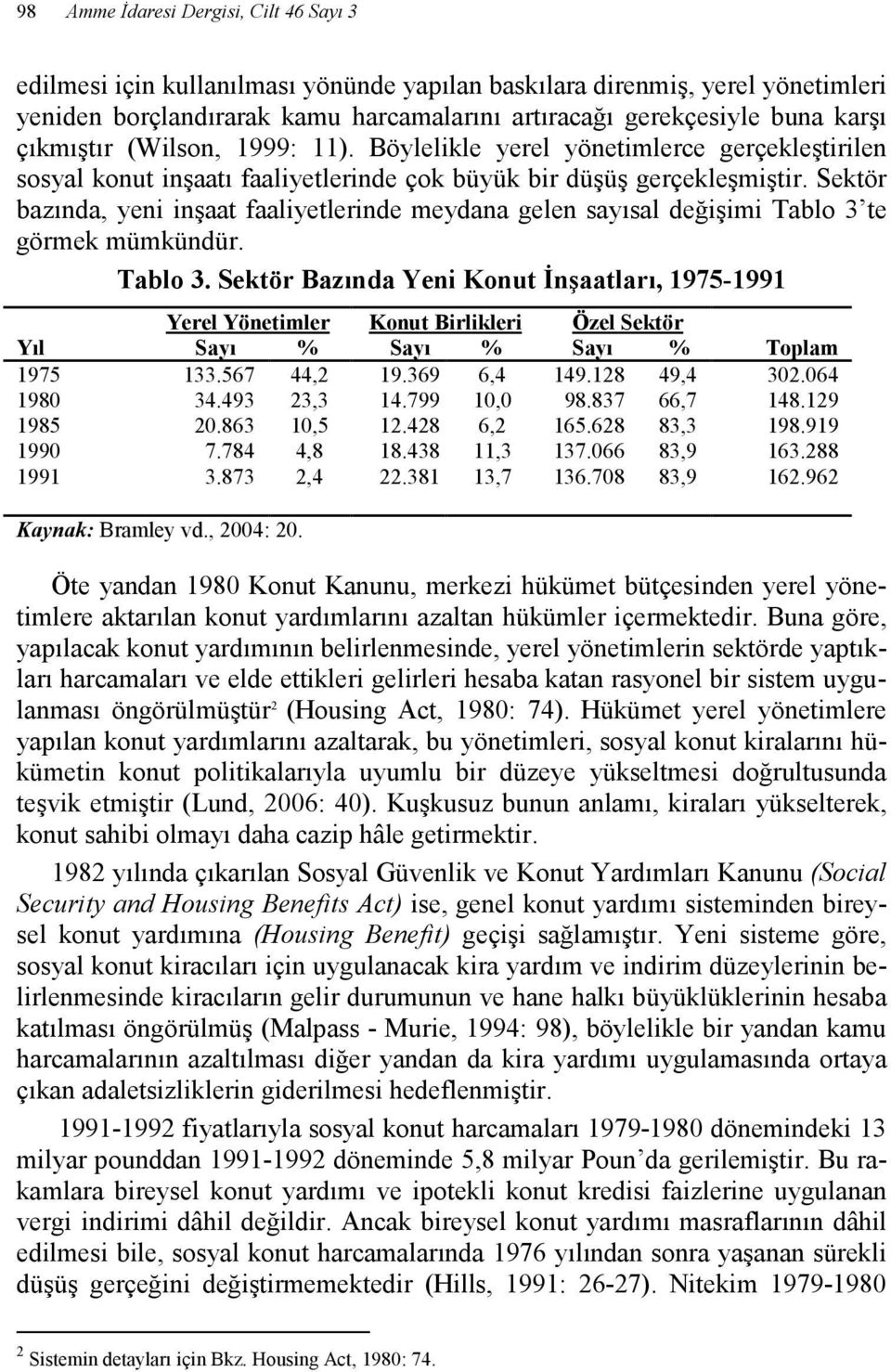 Sektör bazında, yeni inşaat faaliyetlerinde meydana gelen sayısal değişimi Tablo 3 