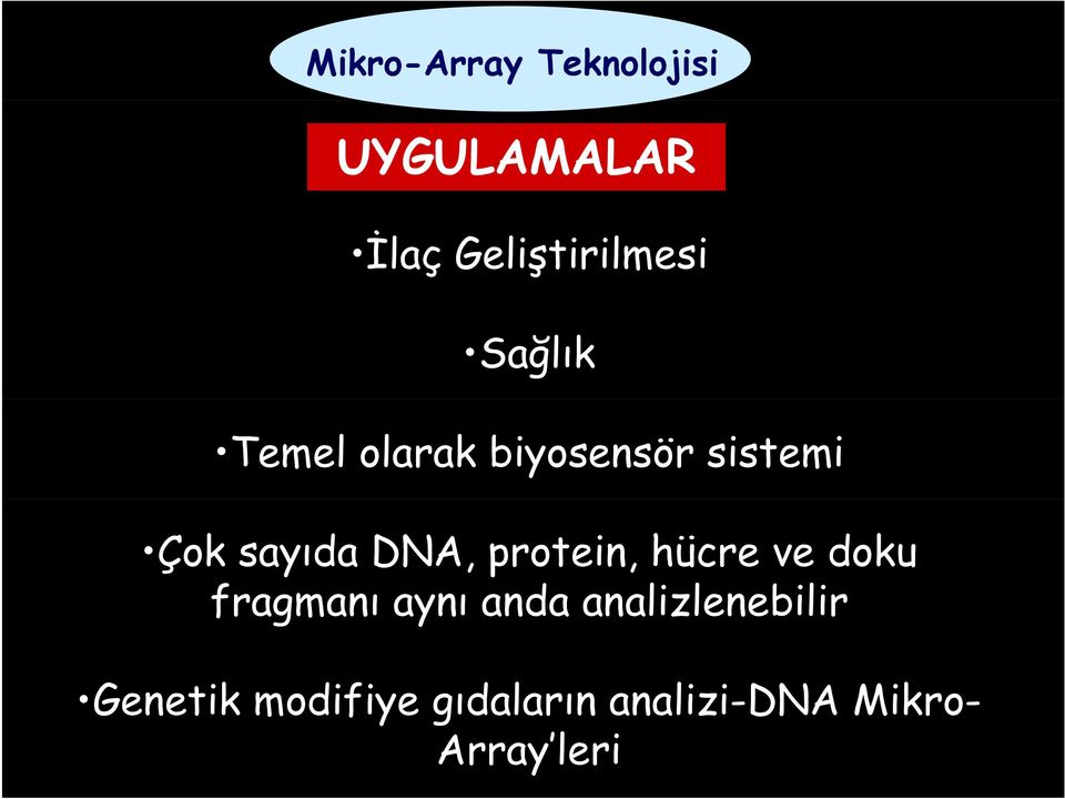 doku fragmanı aynı anda analizlenebilir Genetik modifiye gıdaların