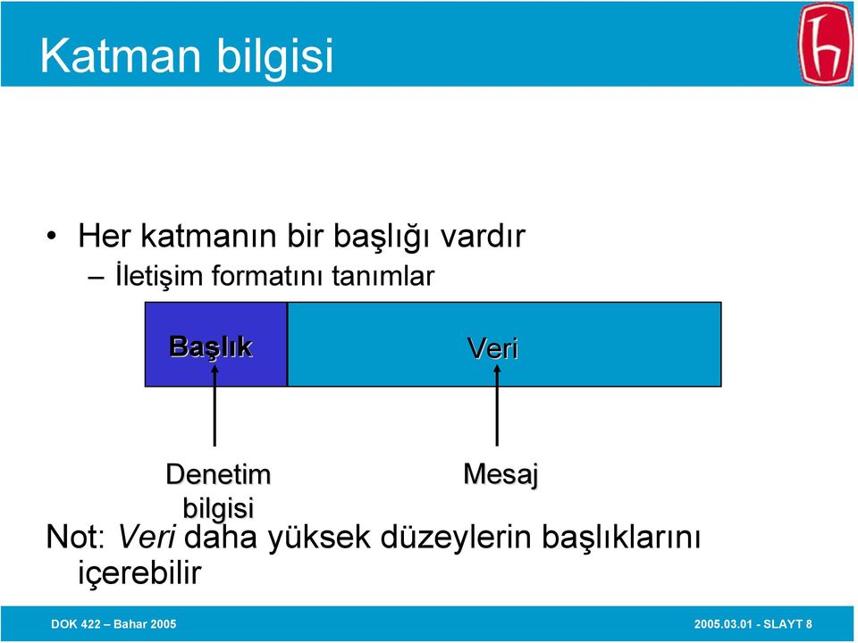 bilgisi Mesaj Not: Veri daha yüksek düzeylerin