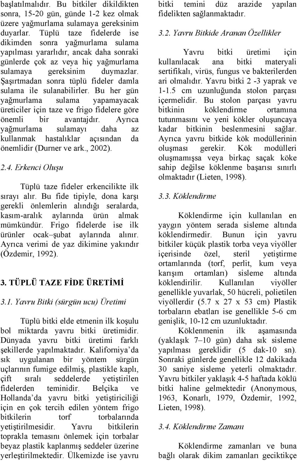 Şaşırtmadan sonra tüplü fideler damla sulama ile sulanabilirler. Bu her gün yağmurlama sulama yapamayacak üreticiler için taze ve frigo fidelere göre önemli bir avantajdır.