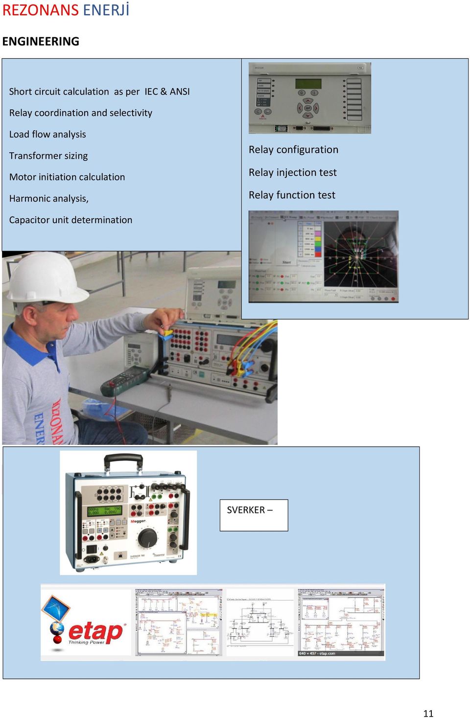 Motor initiation calculation Harmonic analysis, Relay configuration