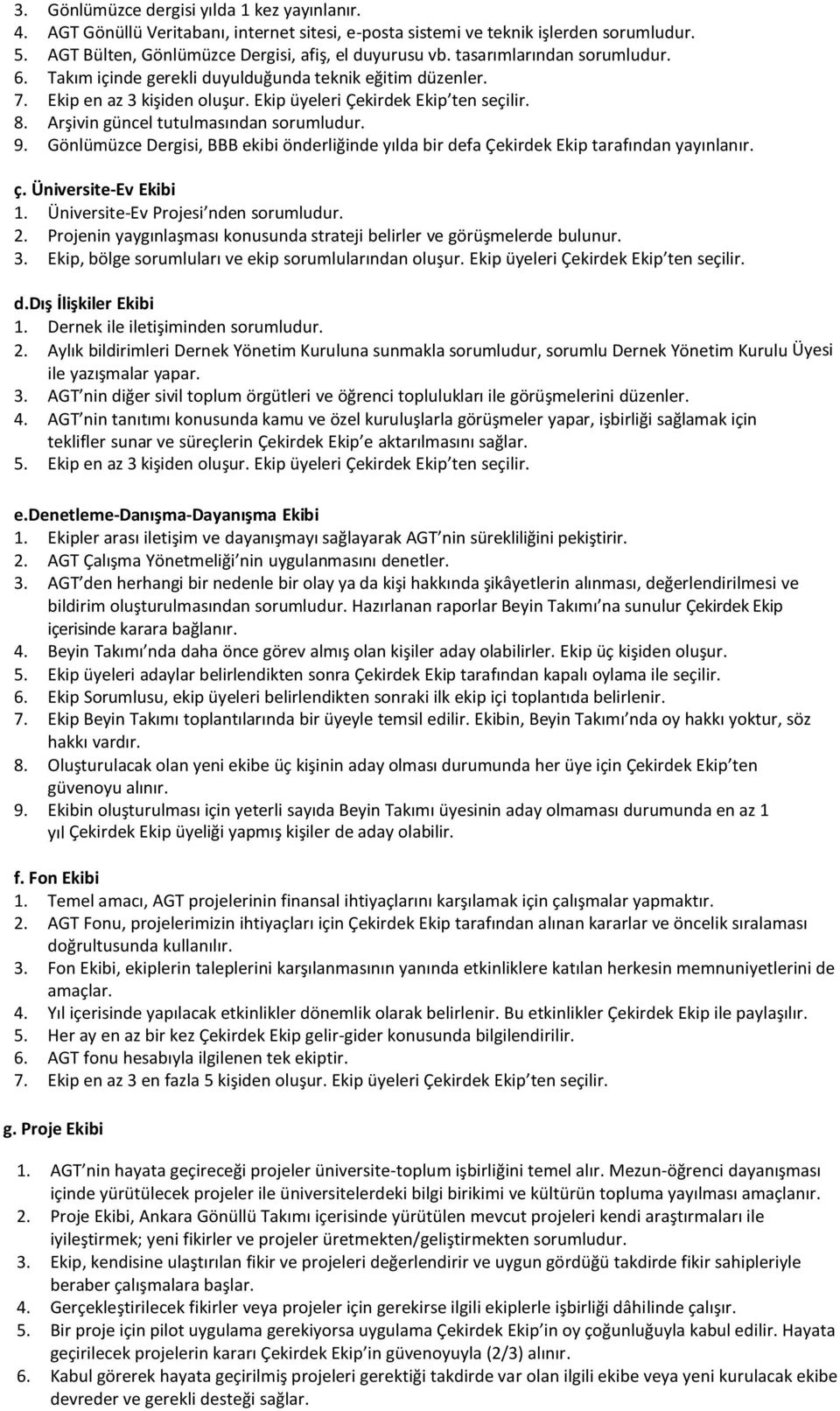 Arşivin güncel tutulmasından sorumludur. 9. Gönlümüzce Dergisi, BBB ekibi önderliğinde yılda bir defa Çekirdek Ekip tarafından yayınlanır. ç. Üniversite-Ev Ekibi 1.