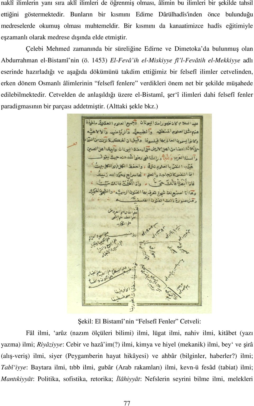 Çelebi Mehmed zamanında bir süreliğine Edirne ve Dimetoka da bulunmuş olan Abdurrahman el-bistamî nin (ö.