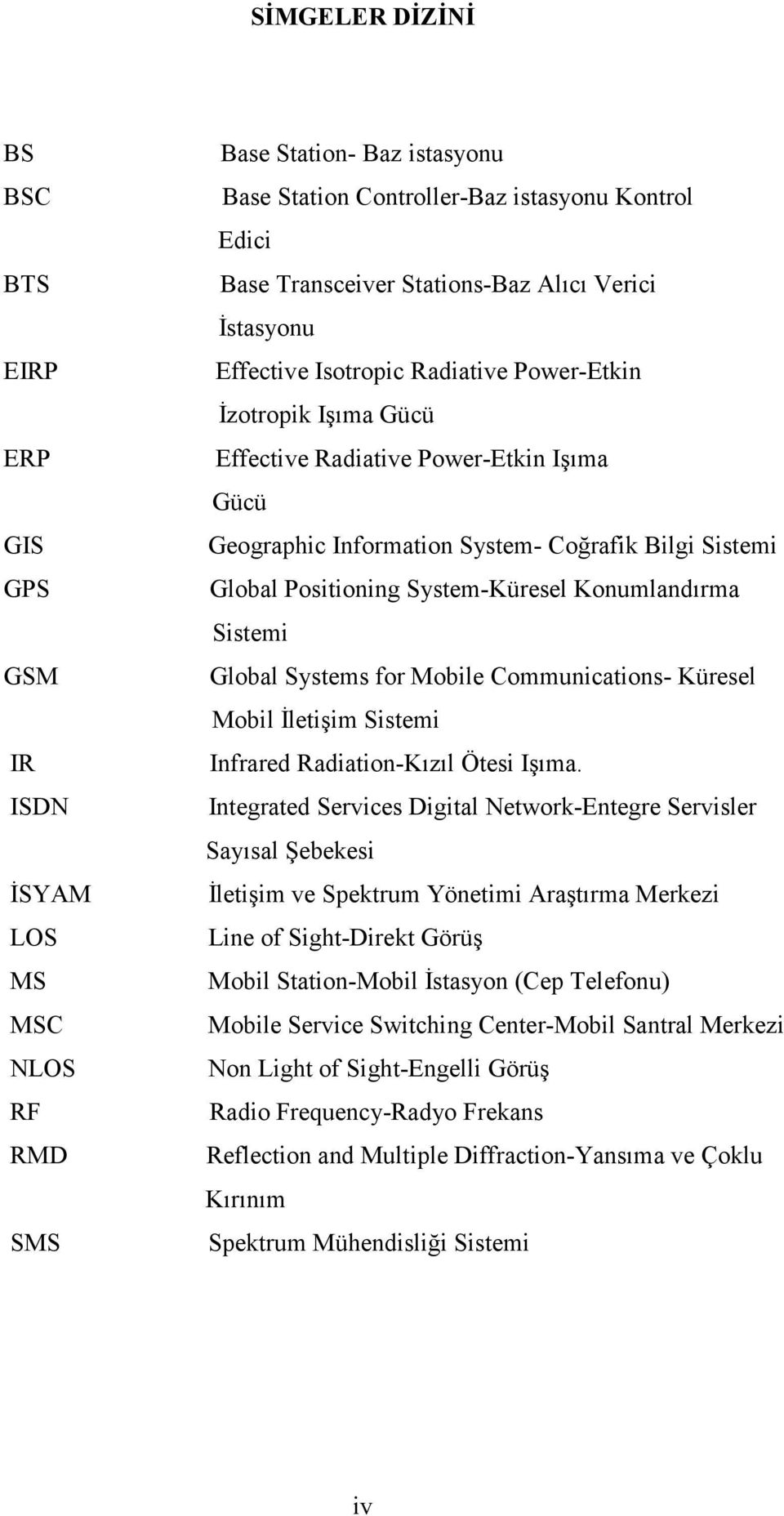 Positioning System-Küresel Konumlandırma Sistemi Global Systems for Mobile Communications- Küresel Mobil İletişim Sistemi Infrared Radiation-Kızıl Ötesi Işıma.