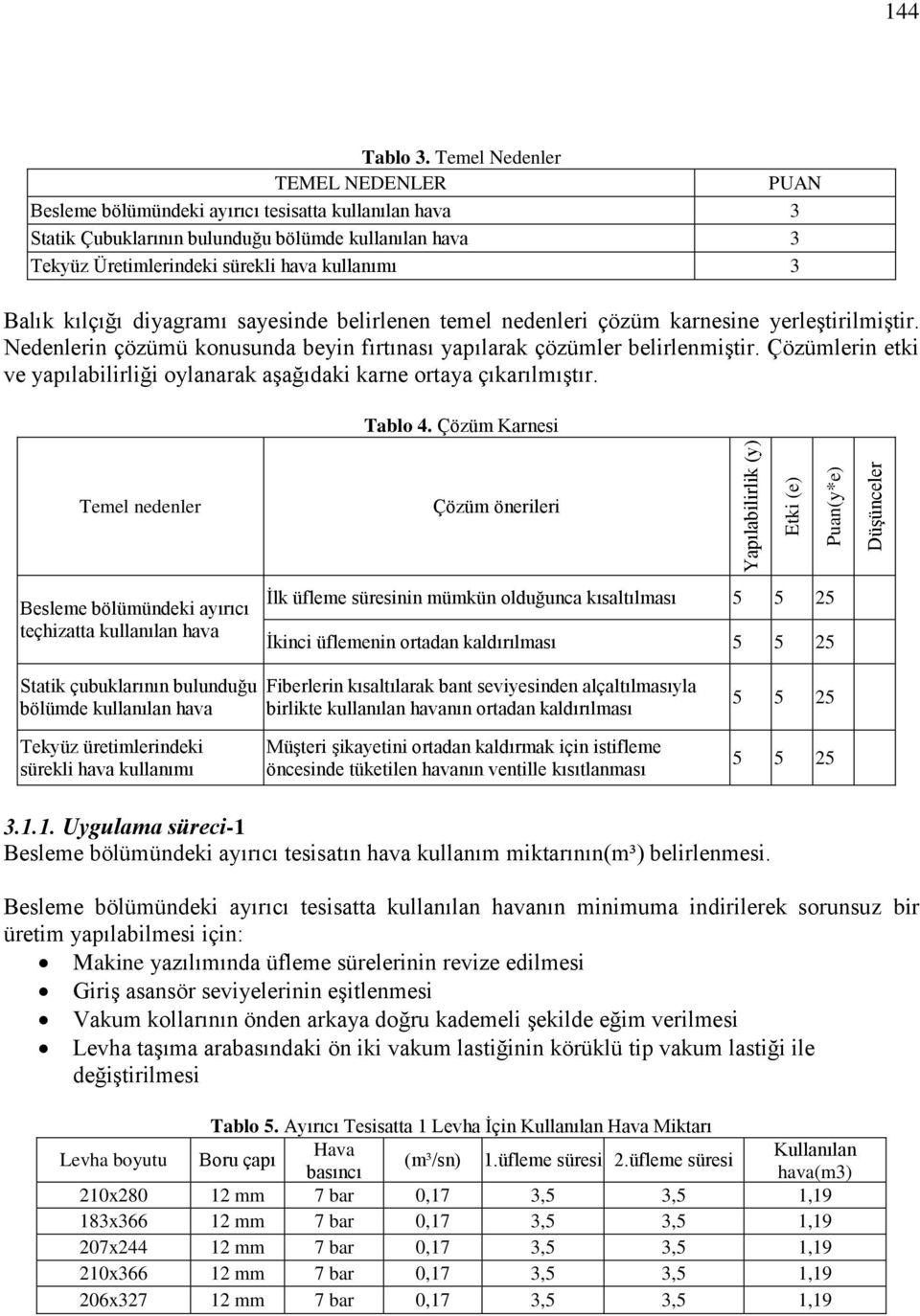 Balık kılçığı diyagramı sayesinde belirlenen temel nedenleri çözüm karnesine yerleştirilmiştir. Nedenlerin çözümü konusunda beyin fırtınası yapılarak çözümler belirlenmiştir.