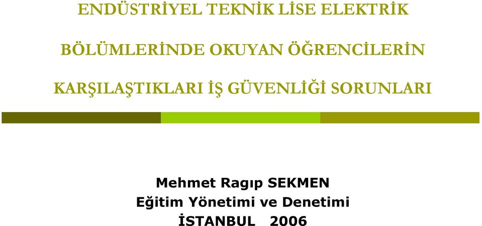 KARŞILAŞTIKLARI İŞ GÜVENLİĞİ SORUNLARI