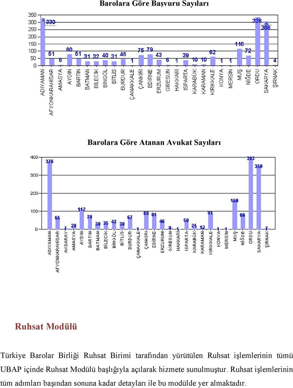 tümü UBAP içinde Ruhsat Modülü başlığıyla açılarak hizmete sunulmuştur.