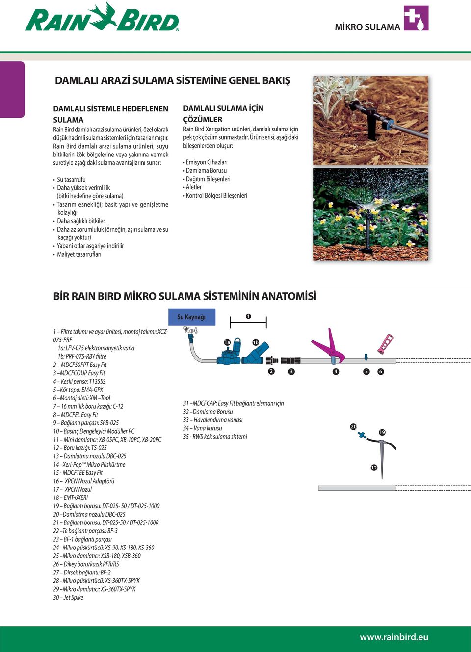 DAMLALI SULAMA İÇİN ÇÖZÜMLER Rain Bird Xerigation ürünleri, damlalı sulama için pek çok çözüm sunmaktadır.