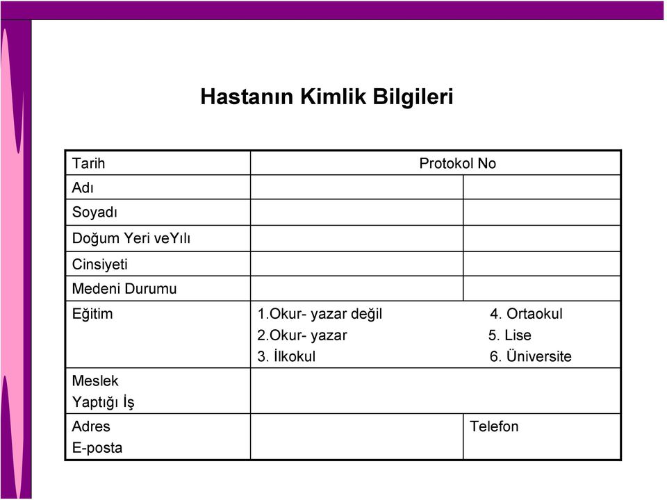 Okur- yazar değil 4. Ortaokul 2.Okur- yazar 5. Lise 3.