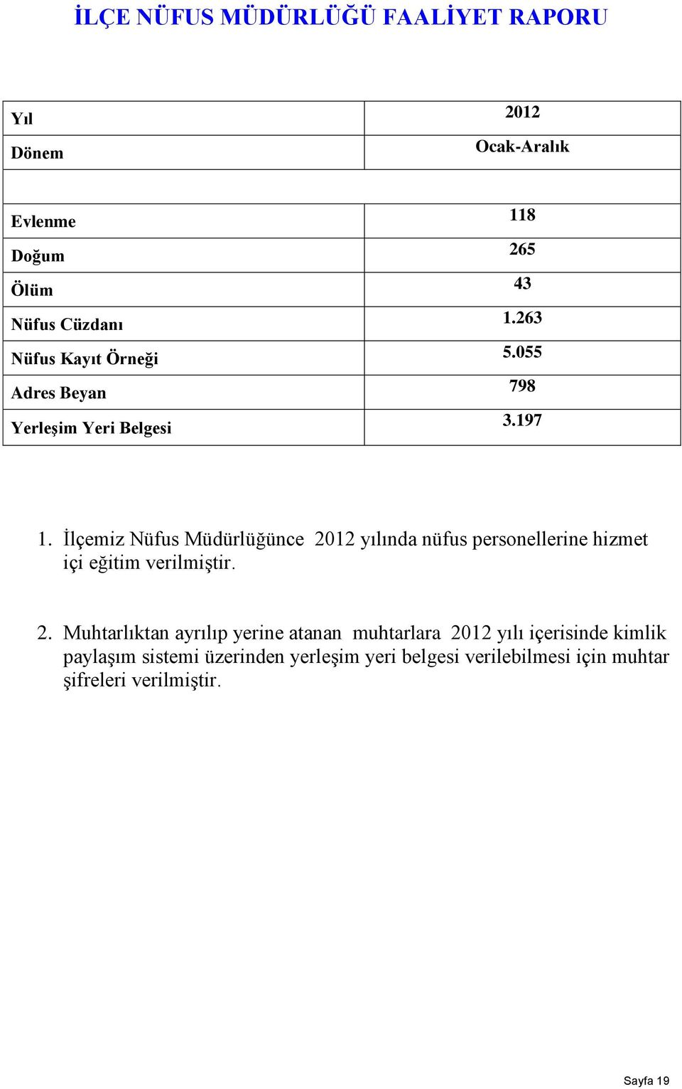 İlçemiz Nüfus Müdürlüğünce 20