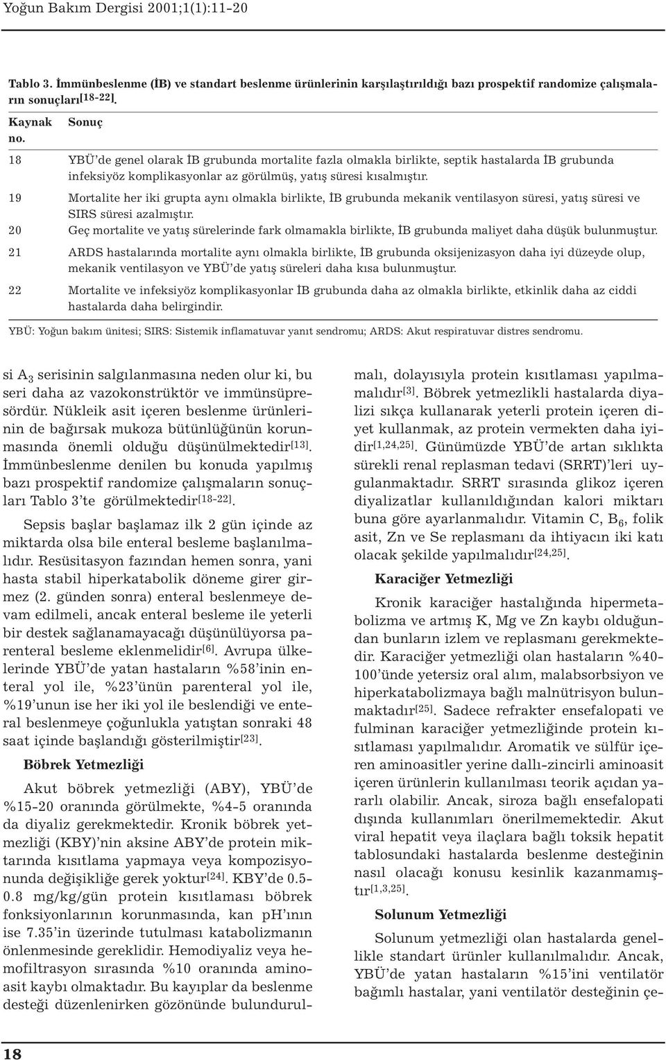 19 Mortalite her iki grupta aynı olmakla birlikte, İB grubunda mekanik ventilasyon süresi, yatış süresi ve SIRS süresi azalmıştır.