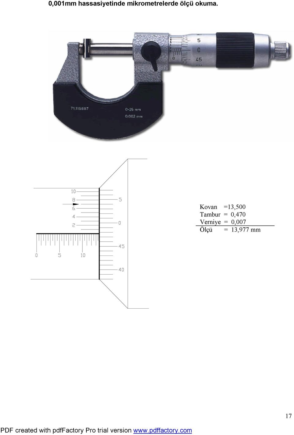 Kovan =13,500 Tambur = 0,470