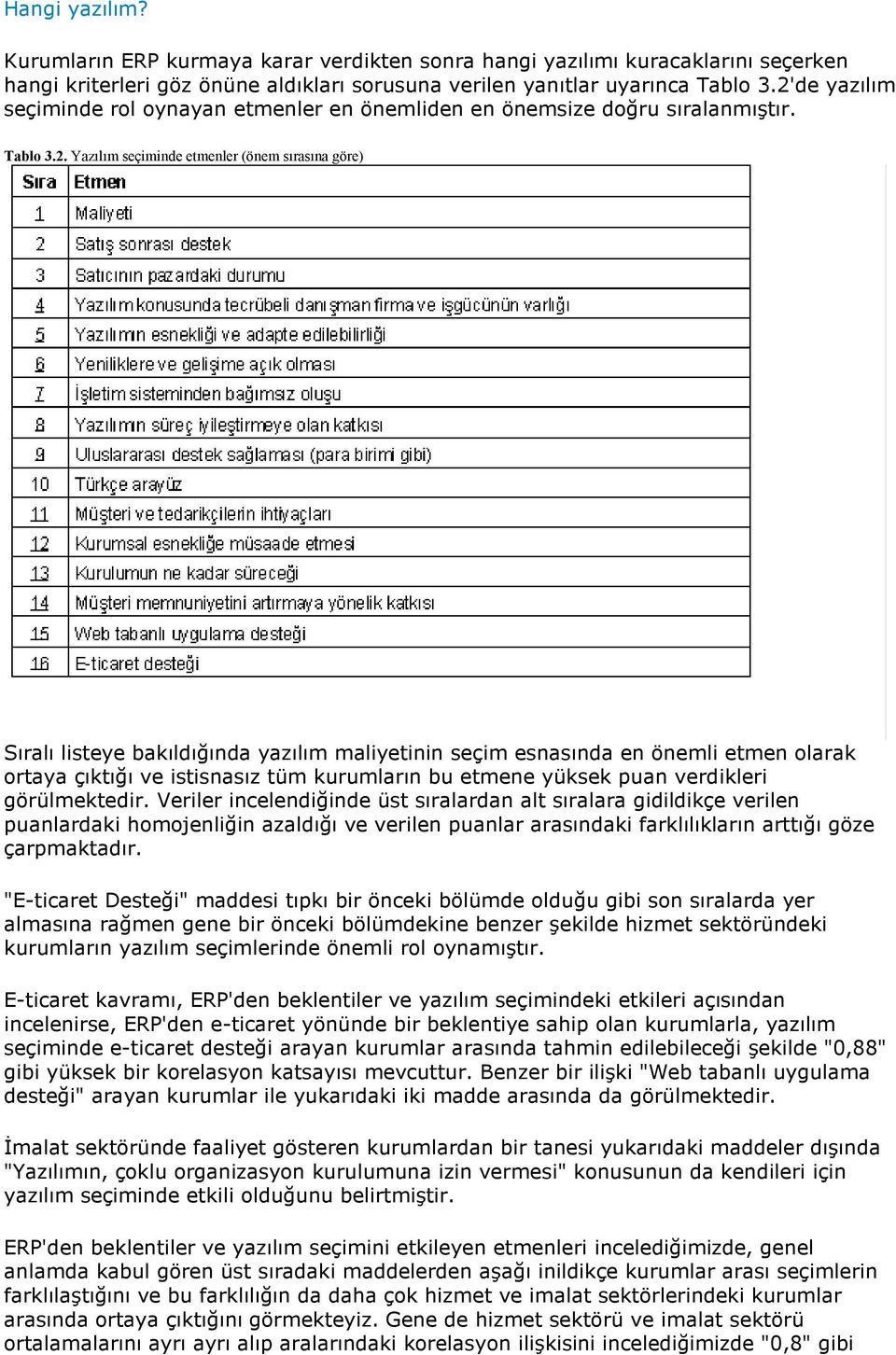 seçim esnasında en önemli etmen olarak ortaya çıktığı ve istisnasız tüm kurumların bu etmene yüksek puan verdikleri görülmektedir.