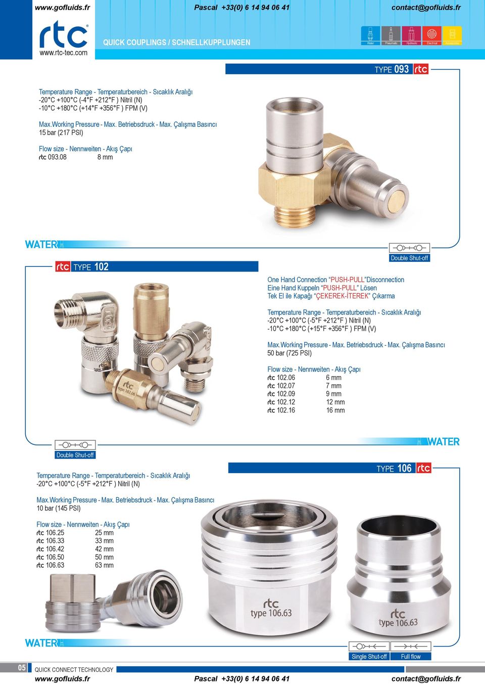 ÇEKEREK-İTEREK Çıkarma 50 bar (725 PSI) rtc 102.06 7 mm rtc 102.07 rtc 102.09 9 mm rtc 102.