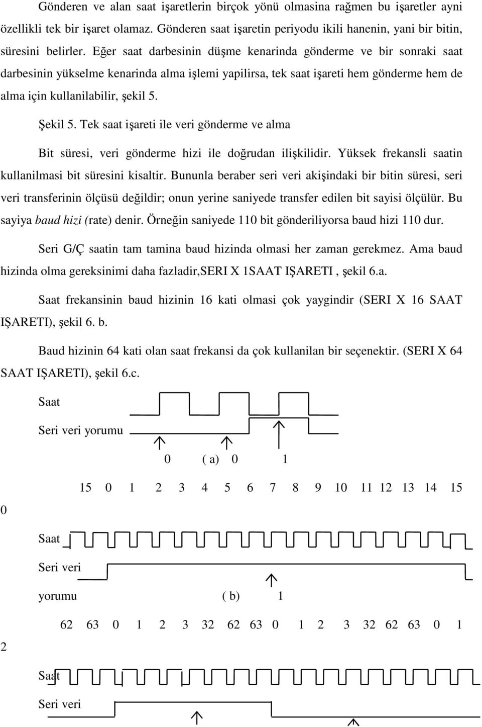 Tek saat işareti ile veri gönderme ve alma Bit süresi, veri gönderme hizi ile doğrudan ilişkilidir. Yüksek frekansli saatin kullanilmasi bit süresini kisaltir.