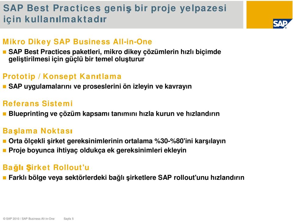 Blueprinting ve çözüm kapsam tan h zla kurun ve h zland n Ba lama Noktas Orta ölçekli irket gereksinimlerinin ortalama %30-%80'ini kar lay n Proje boyunca