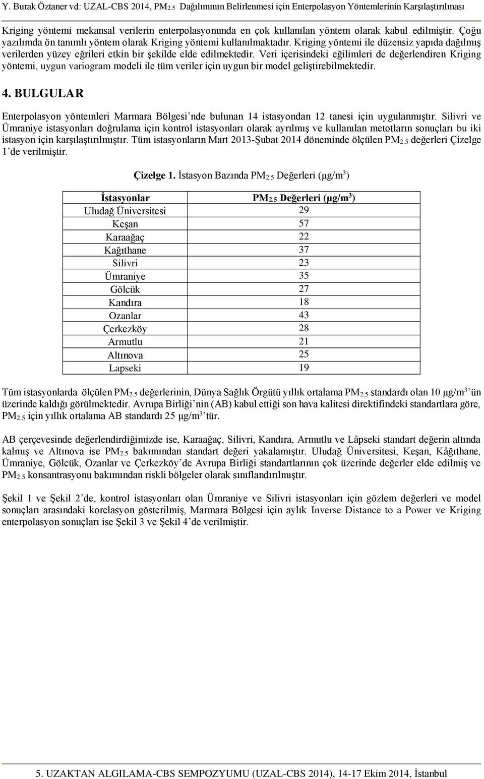 Veri içerisindeki eğilimleri de değerlendiren Kriging yöntemi, uygun variogram modeli ile tüm veriler için uygun bir model geliştirebilmektedir. 4.