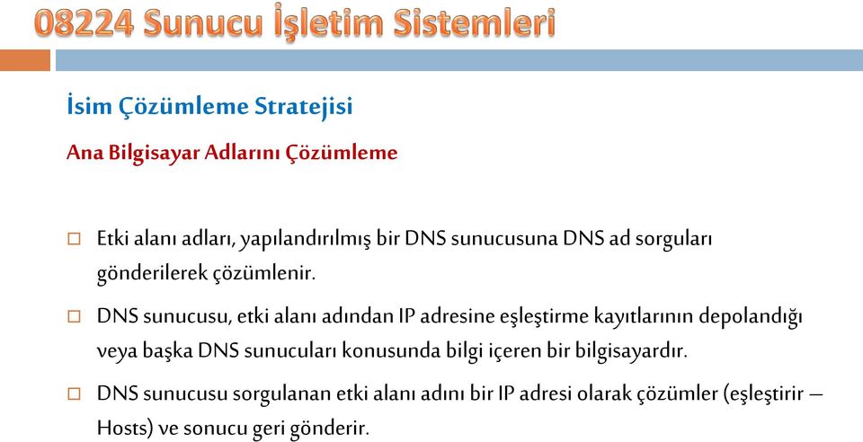DNS sunucusu, etki alanı adından IP adresine eşleştirme kayıtlarının depolandığı veya başka DNS