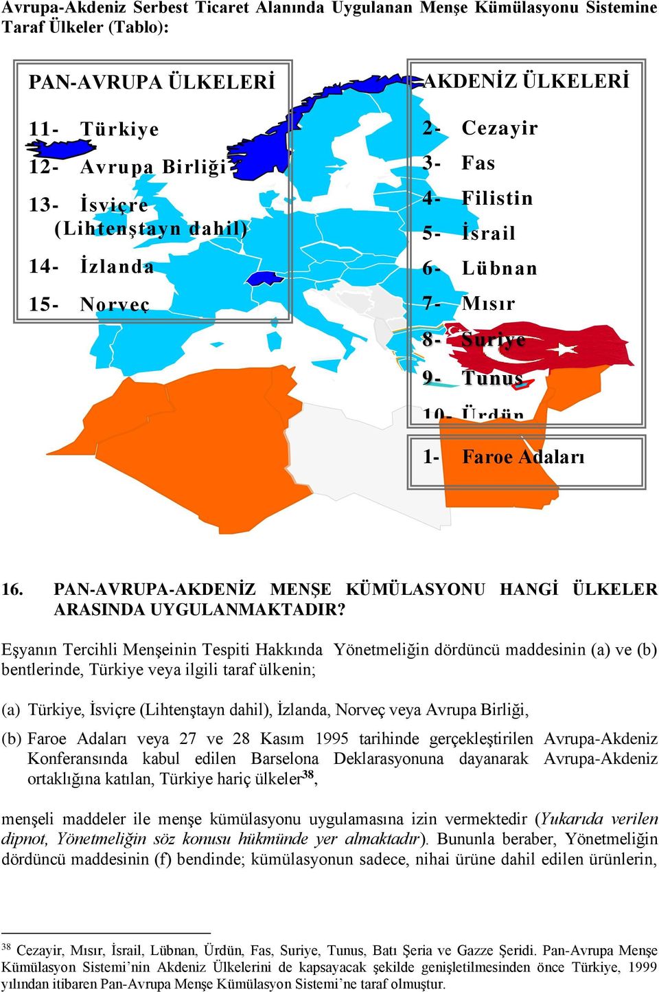 PAN-AVRUPA-AKDENİZ MENŞE KÜMÜLASYONU HANGİ ÜLKELER ARASINDA UYGULANMAKTADIR?