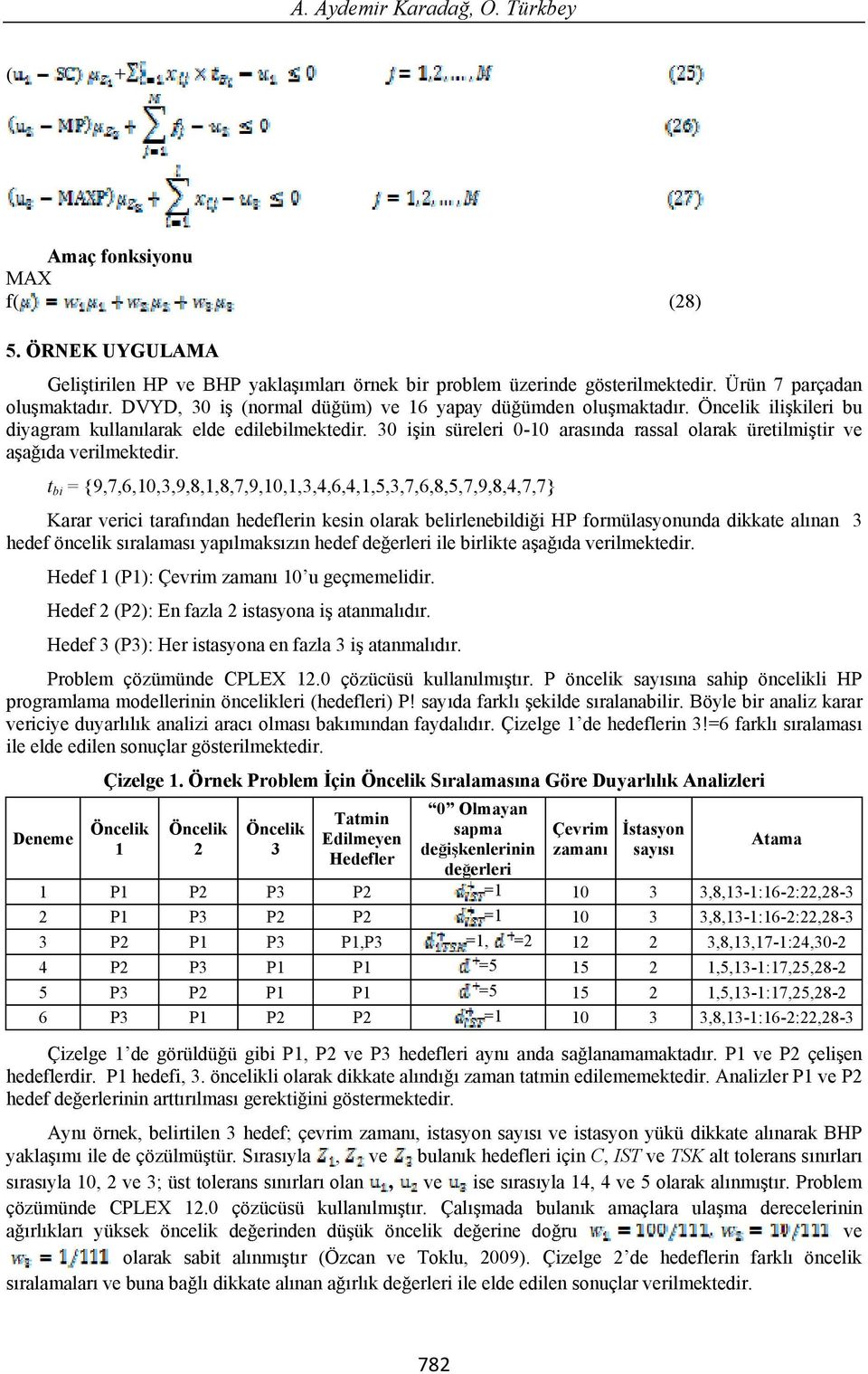 30 i in süreleri 0-10 aras nda rassal olarak üretilmi tir ve a a da verilmektedir.