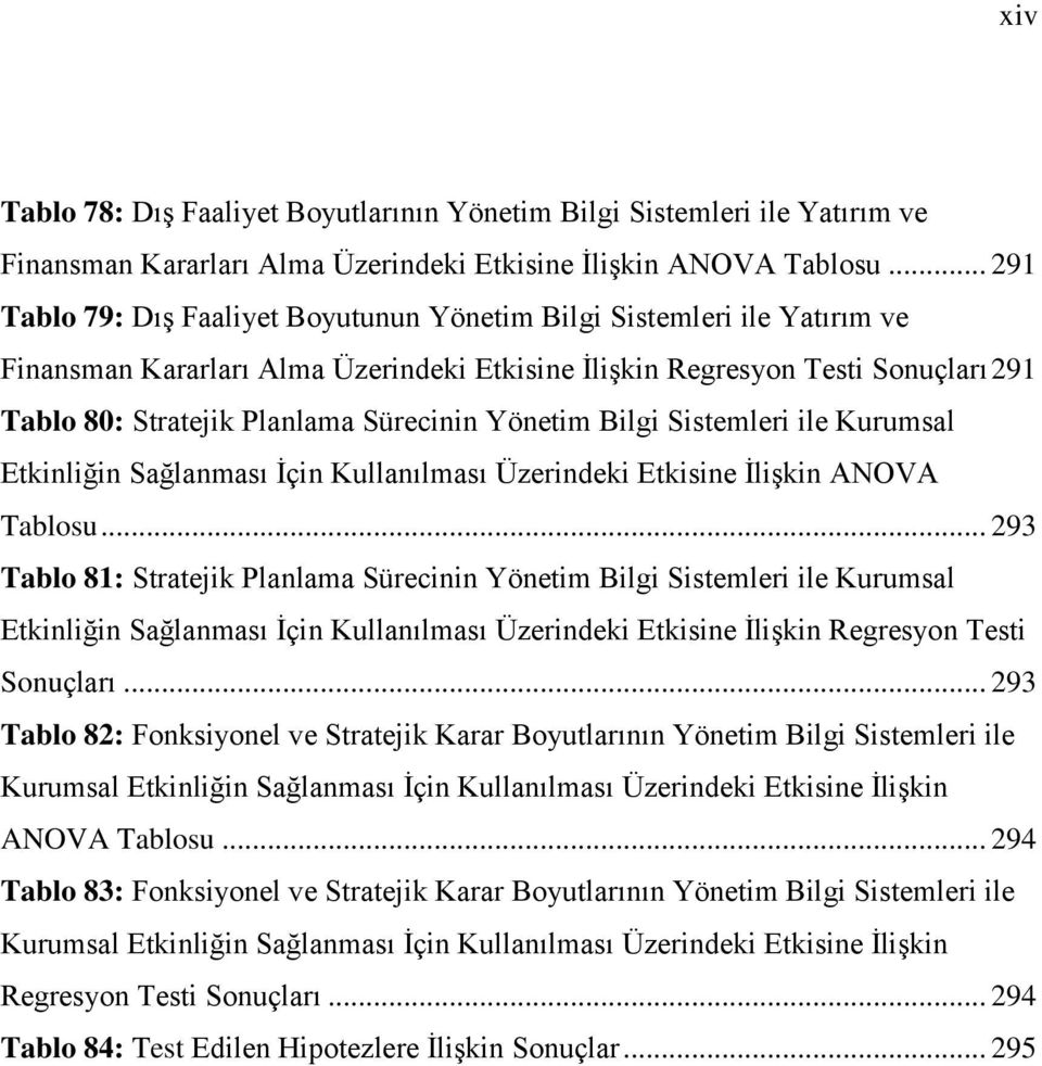 Sürecinin Yönetim Bilgi Sistemleri ile Kurumsal Etkinliğin Sağlanması İçin Kullanılması Üzerindeki Etkisine İlişkin ANOVA Tablosu.