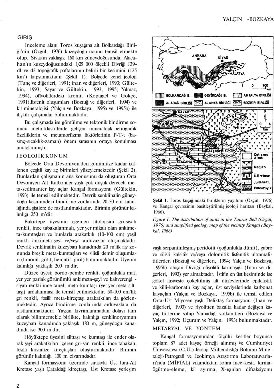 Bölgede genel jeoloji (Tunç ve diğerleri, 1991; înan ve diğerleri, 1993; Gültekin, 1993; Sayar ve Gültekin, 1993, 1995; Yılmaz, 1994), ofîyolitlerdeki kromit (Koptagel ve Gökçe, 1991),lisfenit