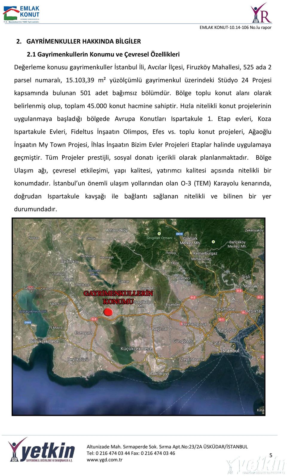 Hızla nitelikli konut projelerinin uygulanmaya başladığı bölgede Avrupa Konutları Ispartakule 1. Etap evleri, Koza Ispartakule Evleri, Fideltus İnşaatın Olimpos, Efes vs.