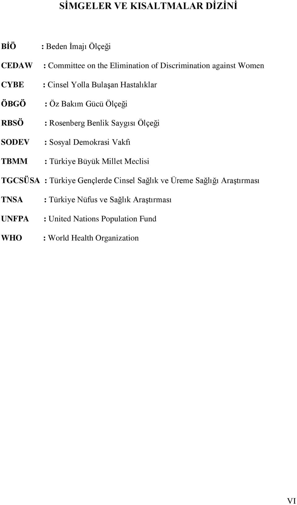 : Sosyal Demokrasi Vakfı : Türkiye Büyük Millet Meclisi TGCSÜSA : Türkiye Gençlerde Cinsel Sağlık ve Üreme Sağlığı