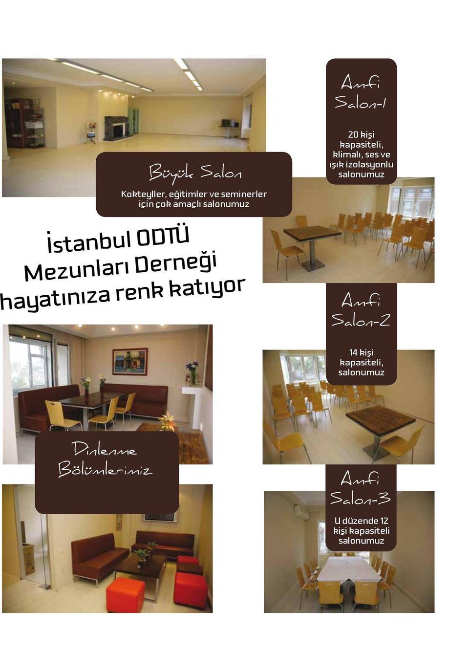 kapasiteli, klimalı, ses ve ışık izolasyonlu salonumuz Amfi Salon-2 14 kişi