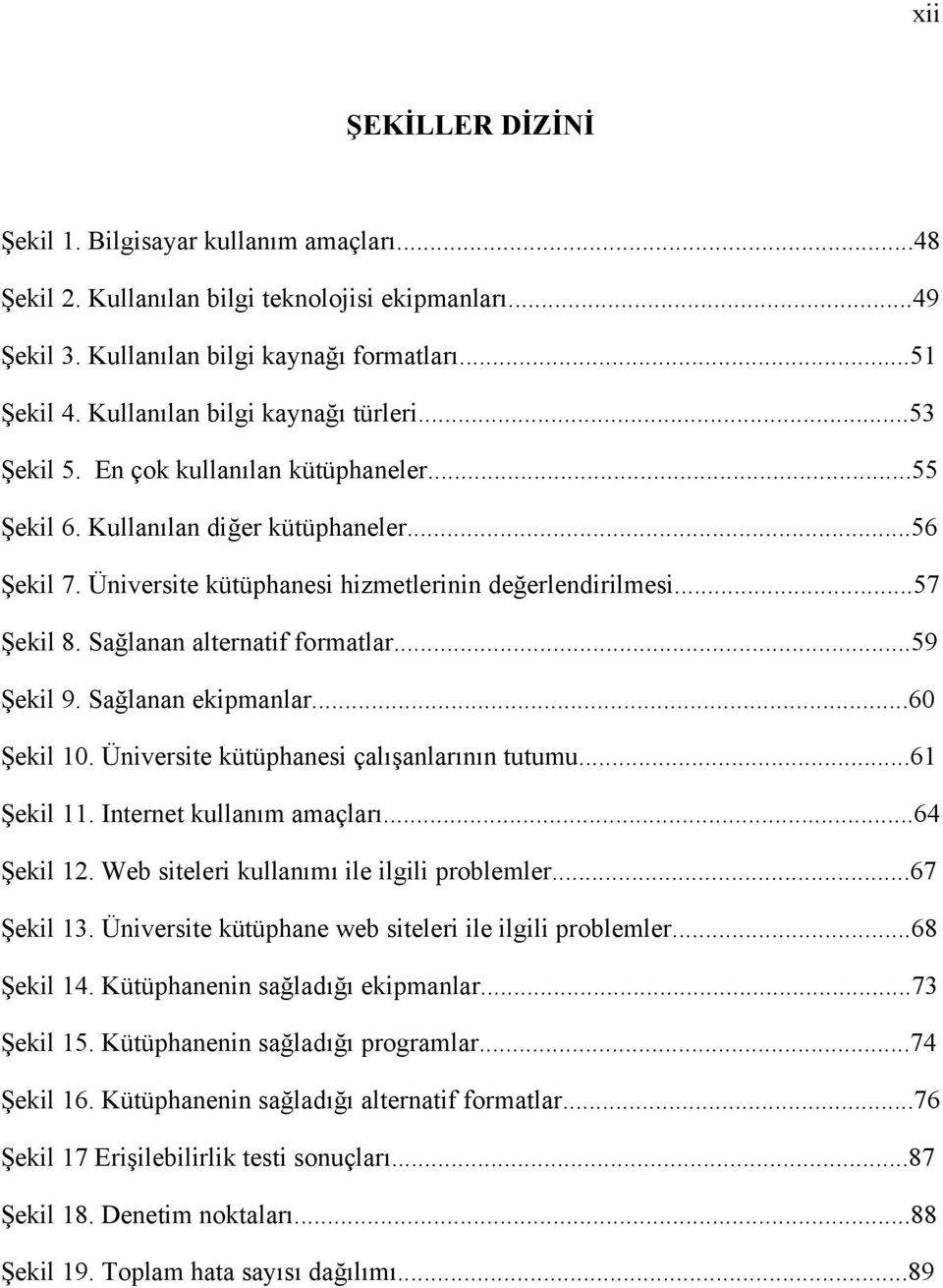 ..57 Şekil 8. Sağlanan alternatif formatlar...59 Şekil 9. Sağlanan ekipmanlar...60 Şekil 10. Üniversite kütüphanesi çalışanlarının tutumu...61 Şekil 11. Internet kullanım amaçları...64 Şekil 12.