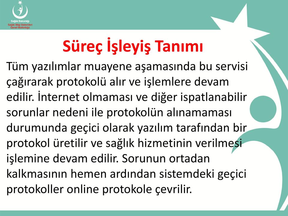 İnternet olmaması ve diğer ispatlanabilir sorunlar nedeni ile protokolün alınamaması durumunda geçici