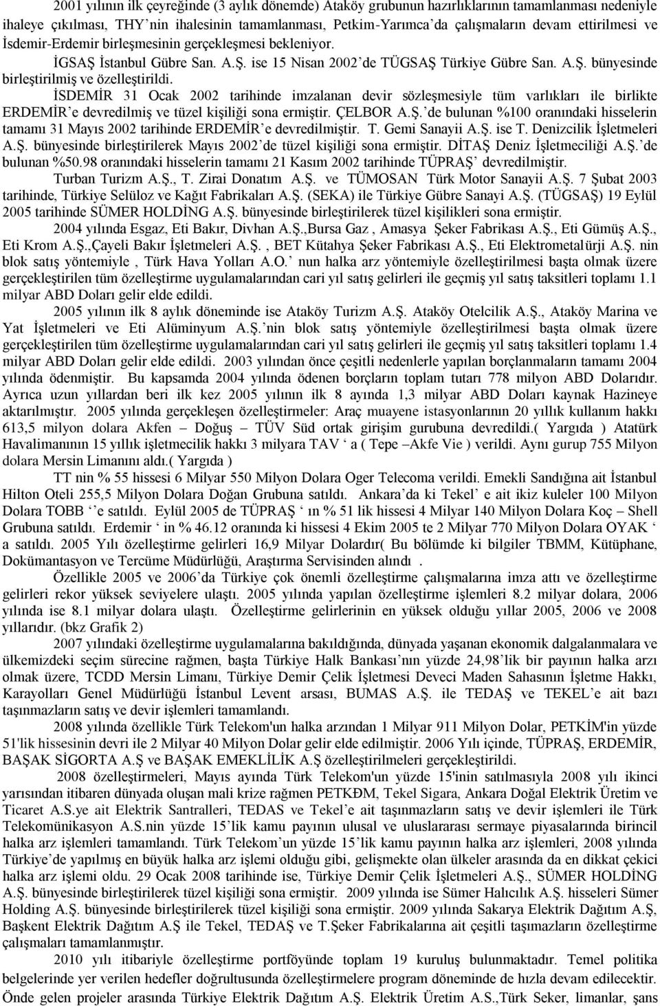 İSDEMİR 31 Ocak 2002 tarihinde imzalanan devir sözleşmesiyle tüm varlıkları ile birlikte ERDEMİR e devredilmiş ve tüzel kişiliği sona ermiştir. ÇELBOR A.Ş.