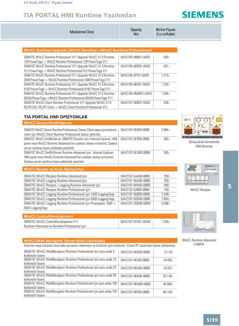 0 Runtime 12 PowerTags -> WinCC Runtime Professional 12 SIMATIC WinCC Runtime Professional V11 Upgrade WinCC V7.