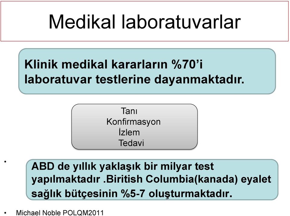 Tanı Konfirmasyon İzlem Tedavi ABD de yıllık yaklaşık bir milyar