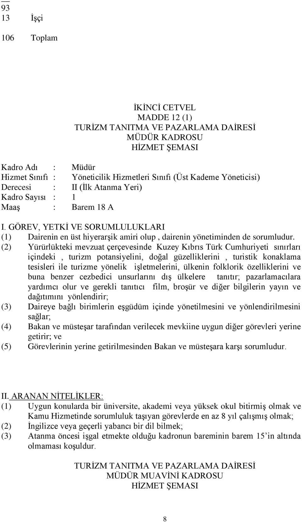 (2) Yürürlükteki mevzuat çerçesinde Kuzey Kıbrıs Türk Cumhuriyeti sınırları içindeki, turizm potansiyelini, doğal güzelliklerini, turistik konaklama tesisleri ile turizme yönelik işletmelerini,