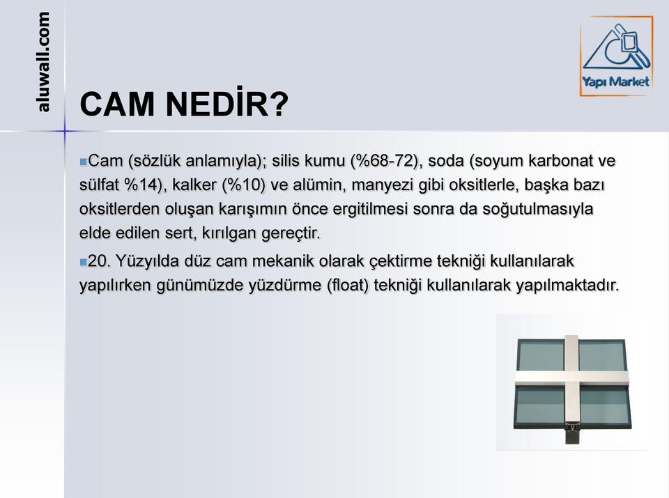 alümin, manyezi gibi oksitlerle, başka bazı oksitlerden oluşan karışımın önce ergitilmesi sonra da