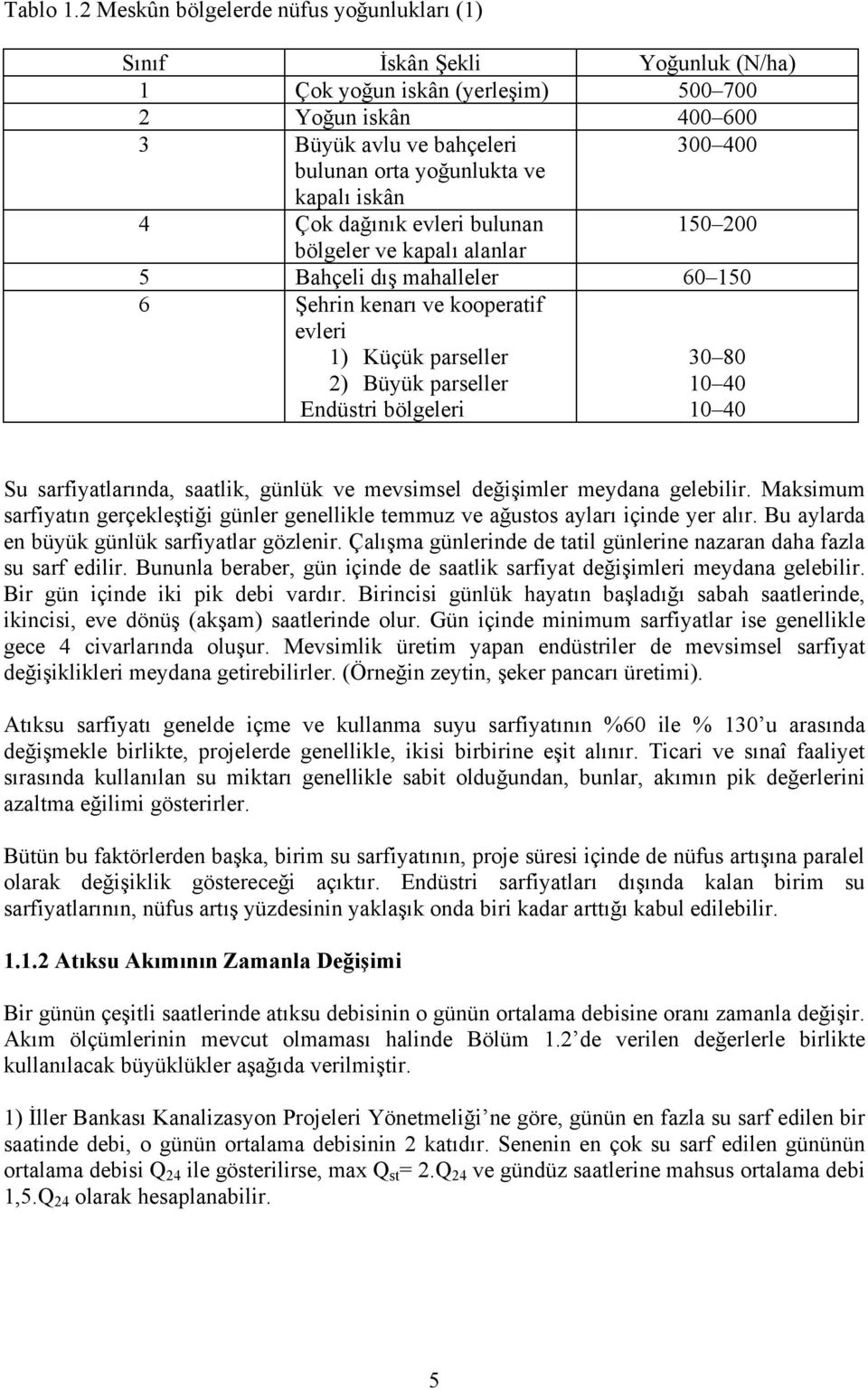 iskân 4 Çok da n k evleri bulunan 150200 bölgeler ve kapal alanlar 5 Bahçeli d mahalleler 60150 6 ehrin kenar ve kooperatif evleri 1) Küçük parseller 2) Büyük parseller Endüstri bölgeleri 3080 1040