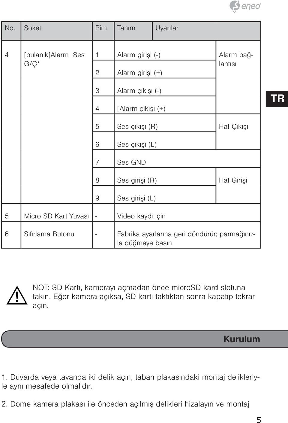 geri döndürür; parmağınızla düğmeye basın NOT: SD Kartı, kamerayı açmadan önce microsd kard slotuna takın. Eğer kamera açıksa, SD kartı taktıktan sonra kapatıp tekrar açın.