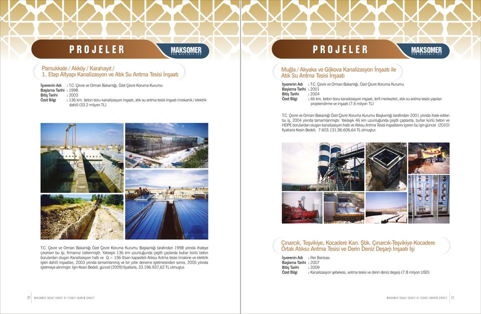 beton boru kanalizasyon inşaatı, atık su arıtma tesisi inşaatı (mekanik / elektrik dahil) (.