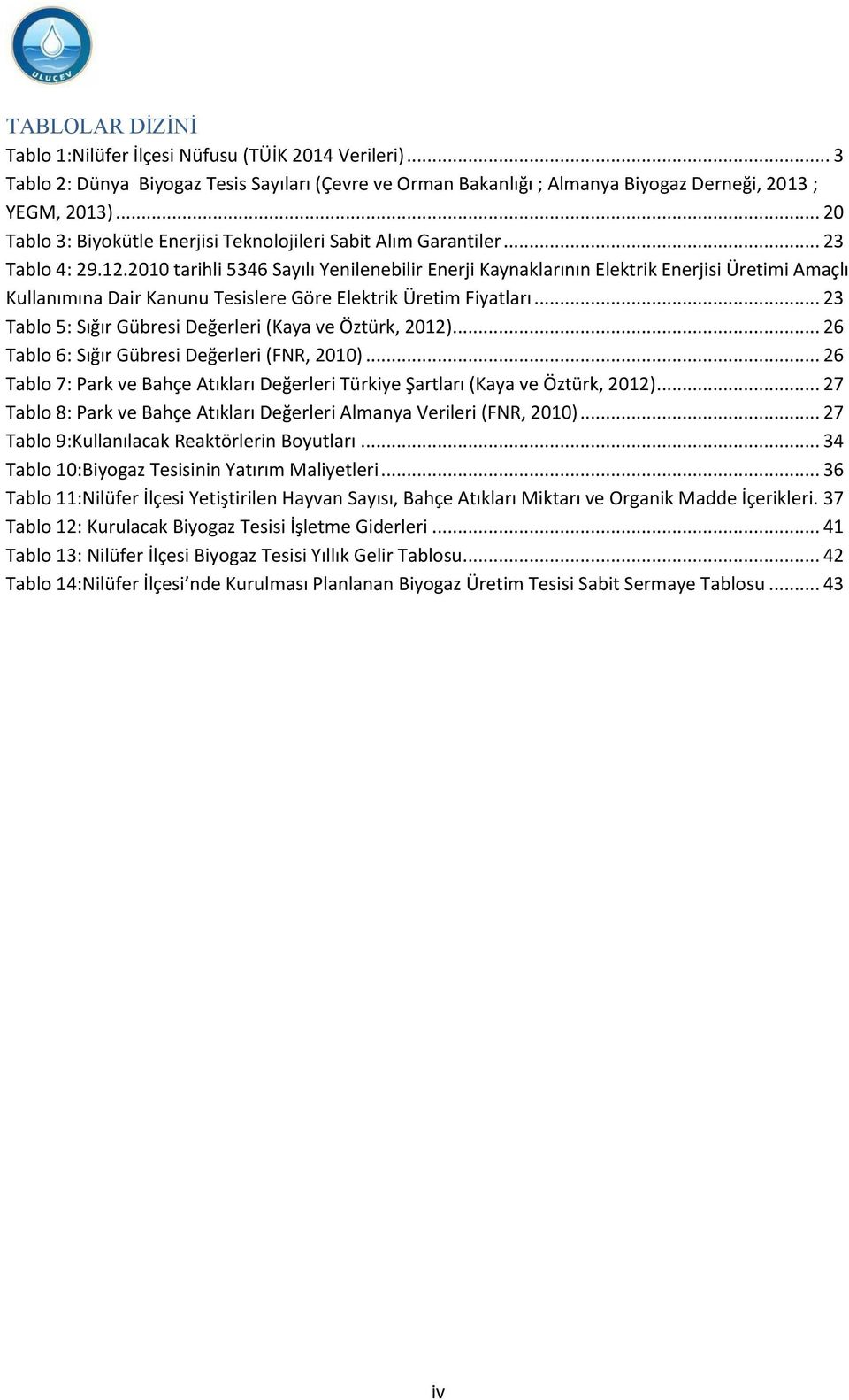 2010 tarihli 5346 Sayılı Yenilenebilir Enerji Kaynaklarının Elektrik Enerjisi Üretimi Amaçlı Kullanımına Dair Kanunu Tesislere Göre Elektrik Üretim Fiyatları.